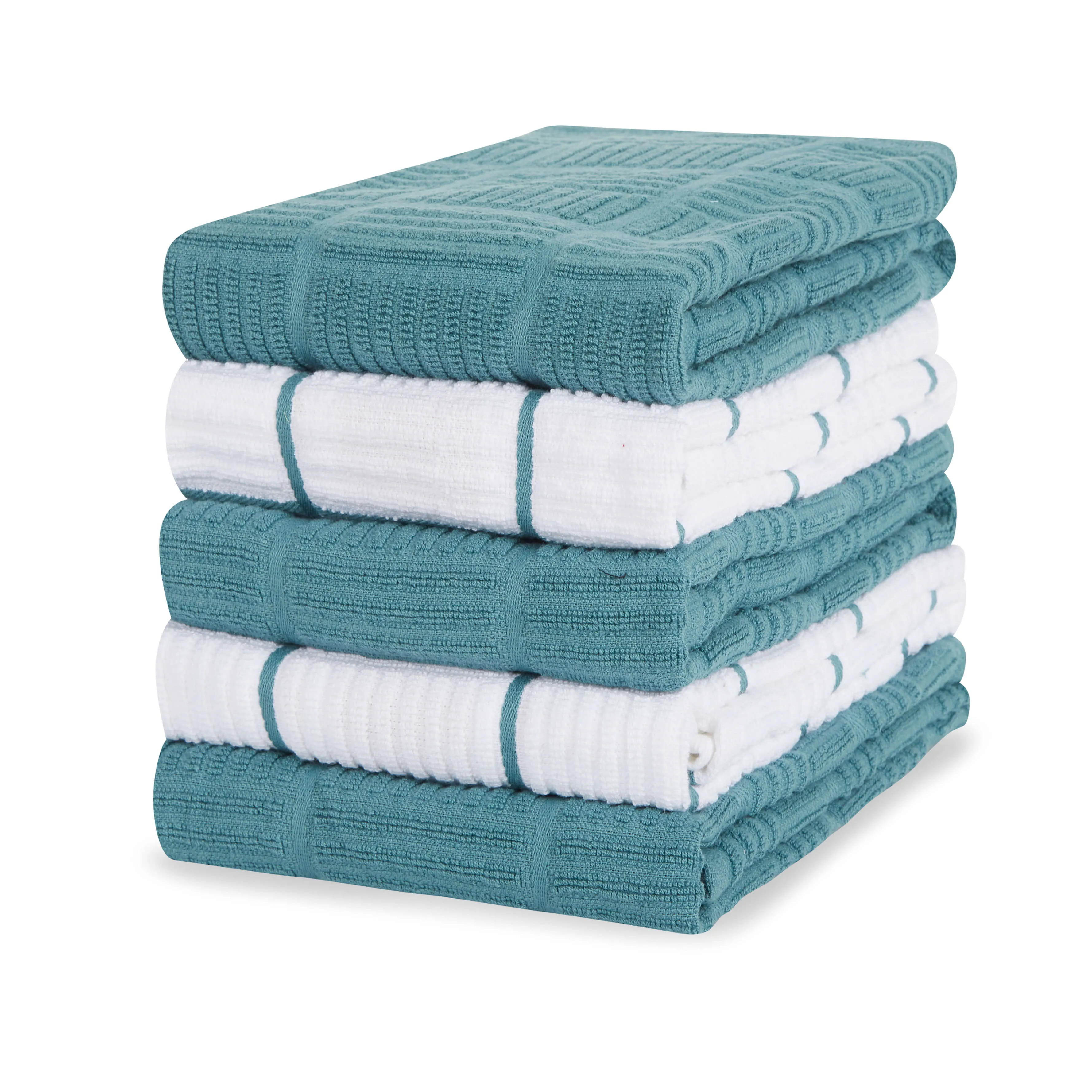 Set of 5 Window Pane Cotton Terry Tea Towels available in Three Colours