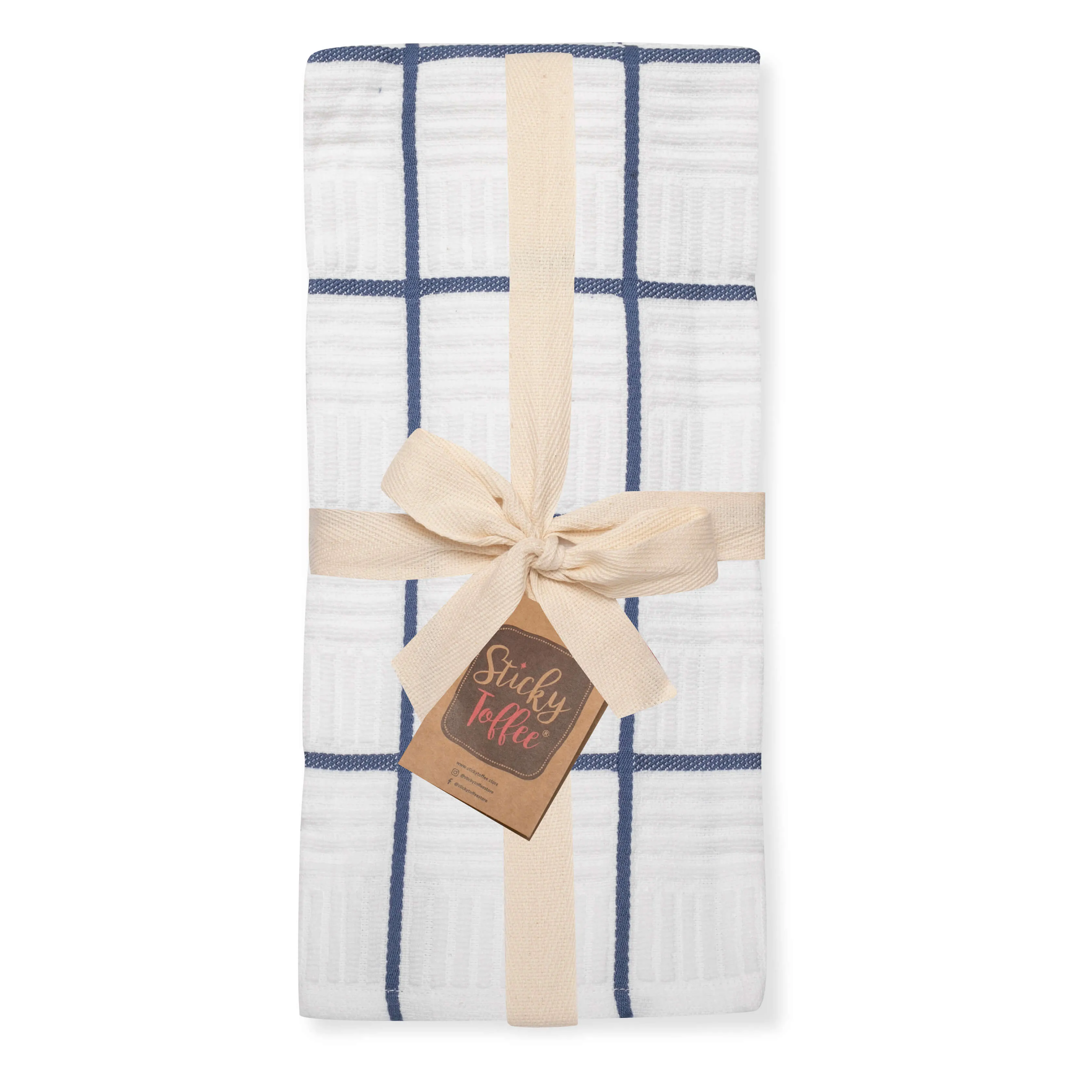 Set of 5 Window Pane Cotton Terry Tea Towels available in Three Colours