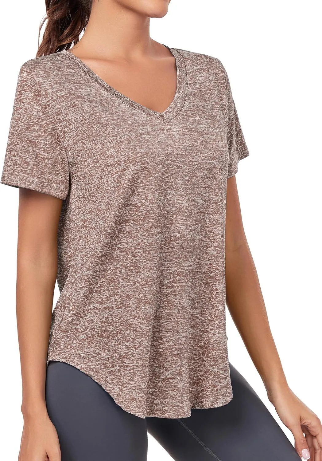 Short Sleeve Workout Shirts Women Loose Fit, V-Neck Women Exercise T-Shirt Workout Top, Dry Fit Yoga Gym Sport Tops