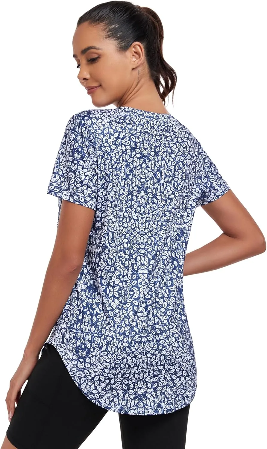 Short Sleeve Workout Shirts Women Loose Fit, V-Neck Women Exercise T-Shirt Workout Top, Dry Fit Yoga Gym Sport Tops