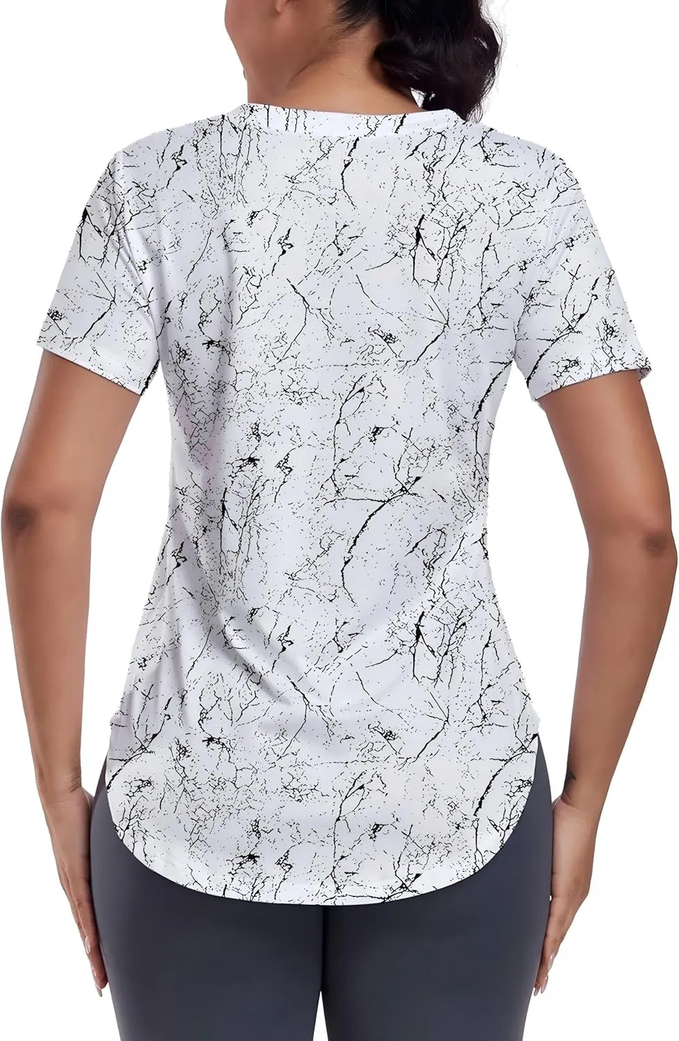 Short Sleeve Workout Shirts Women Loose Fit, V-Neck Women Exercise T-Shirt Workout Top, Dry Fit Yoga Gym Sport Tops