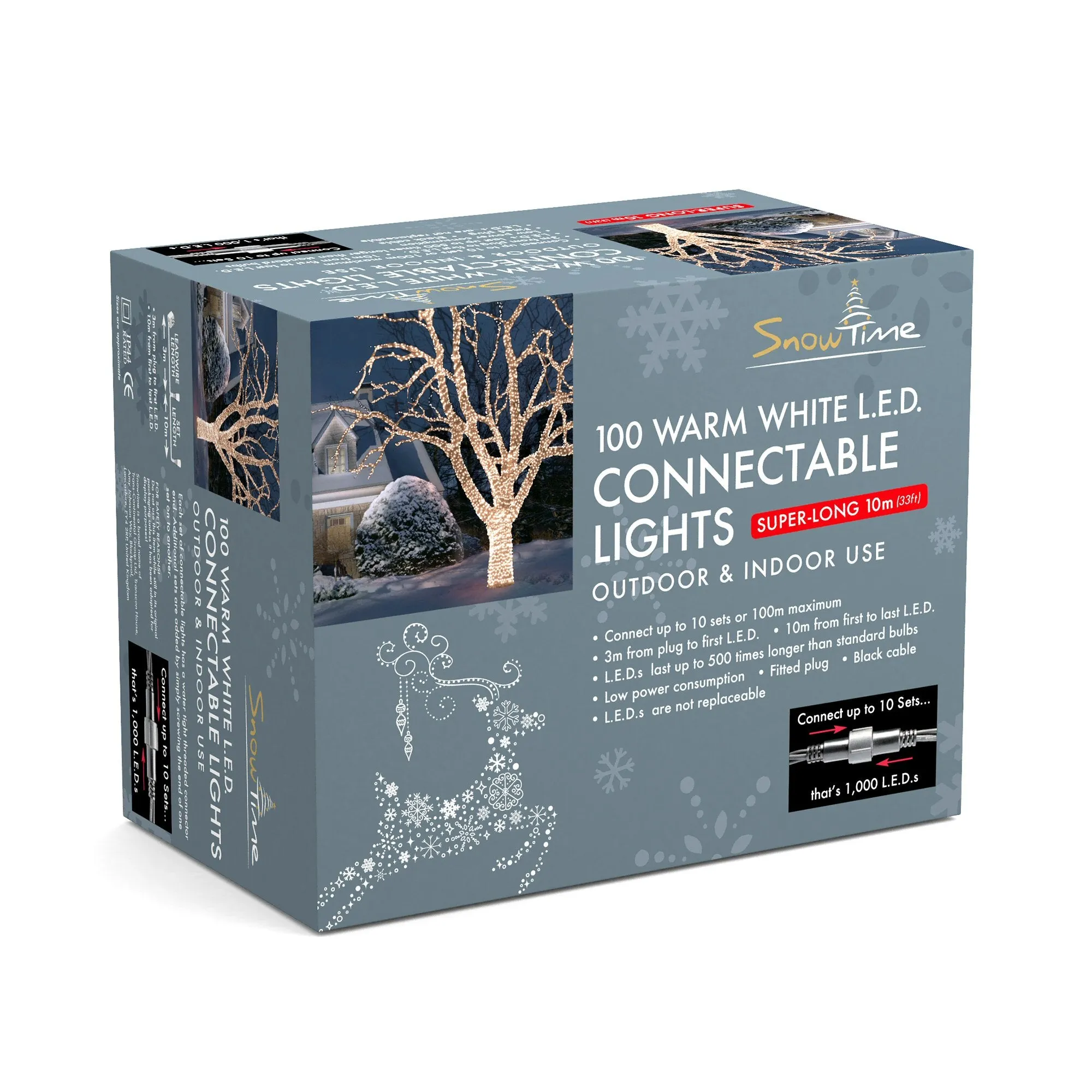 Snowtime 100 LED Warm White Connectable Lights (10m)