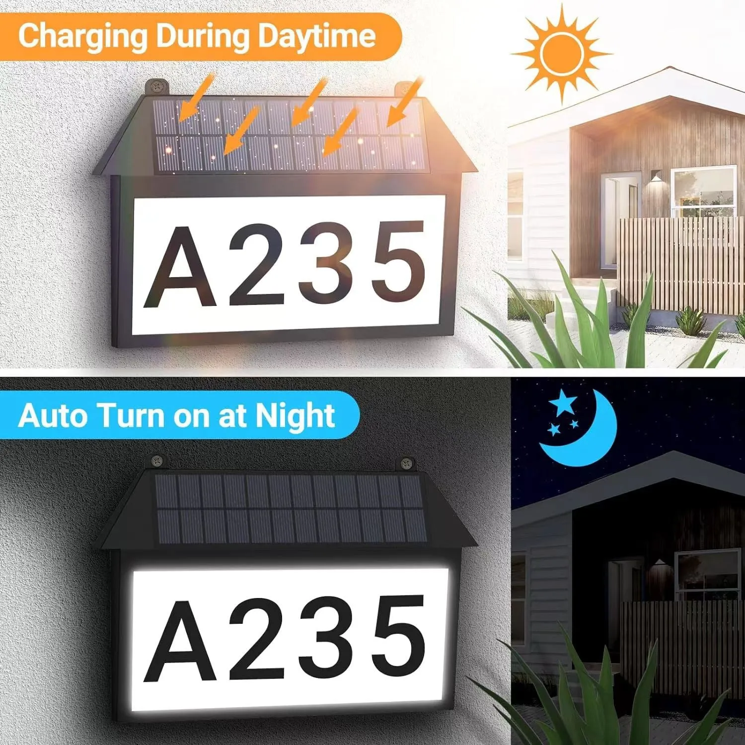 Solar House Number Lights – Waterproof LED Outdoor Doorplate Lighting for Gardens and Patios