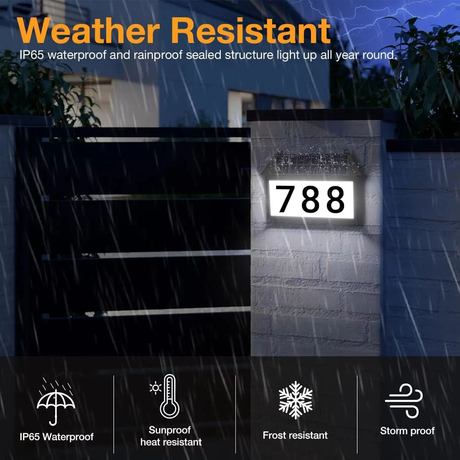 Solar House Number Lights – Waterproof LED Outdoor Doorplate Lighting for Gardens and Patios