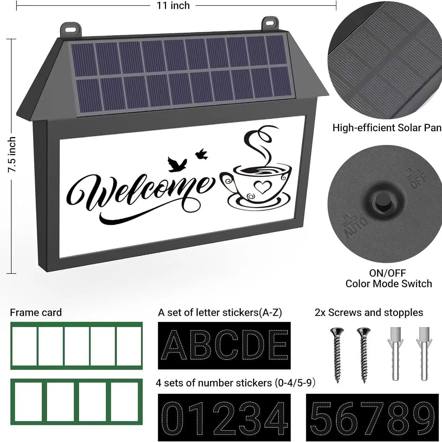 Solar House Number Lights – Waterproof LED Outdoor Doorplate Lighting for Gardens and Patios