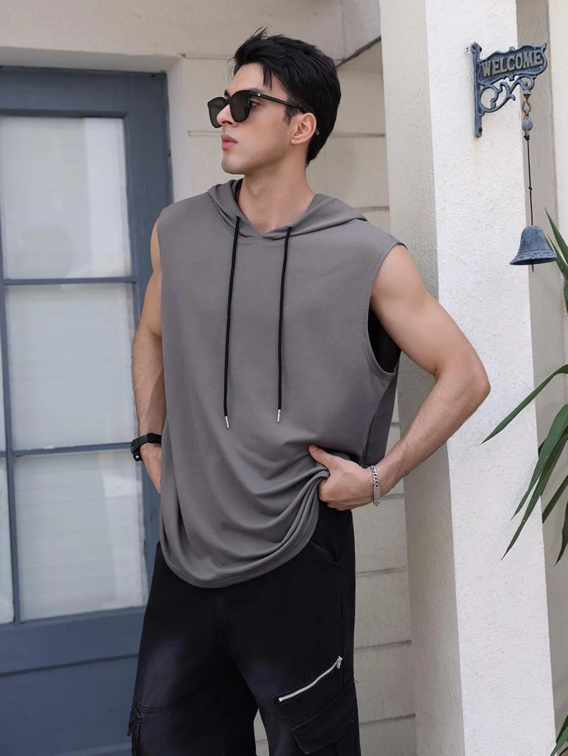 SOLY HUX Men's Plus Size Sleeveless Hooded Tank Tops Summer Hoodies Vest Muscle Gym Big and Tall Tops