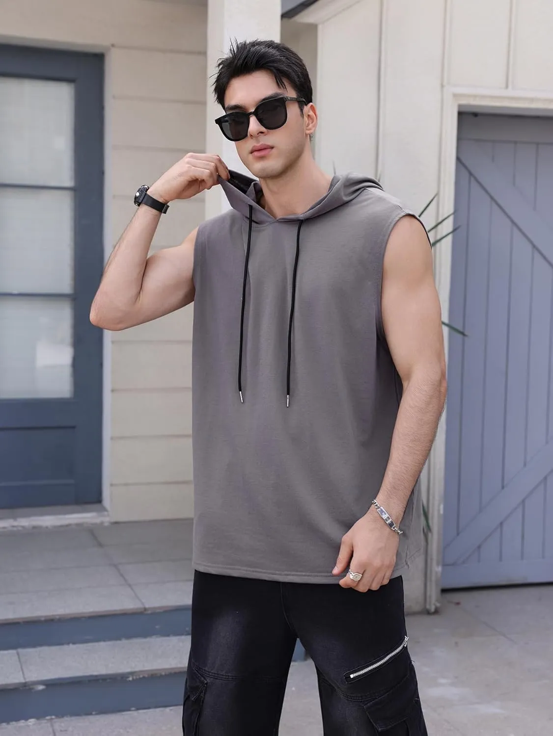 SOLY HUX Men's Plus Size Sleeveless Hooded Tank Tops Summer Hoodies Vest Muscle Gym Big and Tall Tops