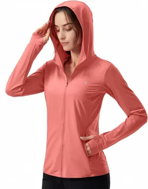 Soothfeel Women's UPF 50  Sun Protection Hoodie Jacket Lightweight Long Sleeve Sun Shirt for Women with Pocket Hiking Outdoor