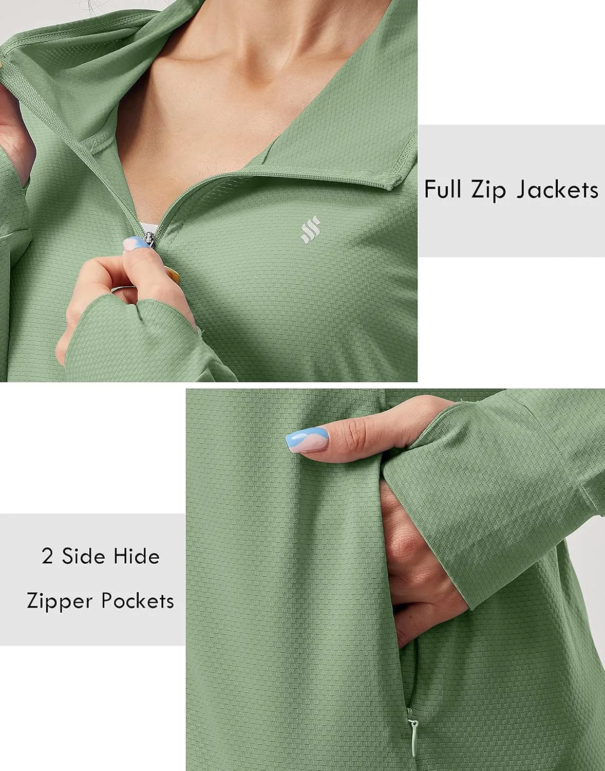 Soothfeel Women's UPF 50  Sun Protection Hoodie Jacket Lightweight Long Sleeve Sun Shirt for Women with Pocket Hiking Outdoor