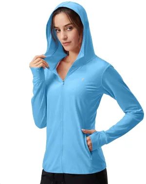 Soothfeel Women's UPF 50  Sun Protection Hoodie Jacket Lightweight Long Sleeve Sun Shirt for Women with Pocket Hiking Outdoor