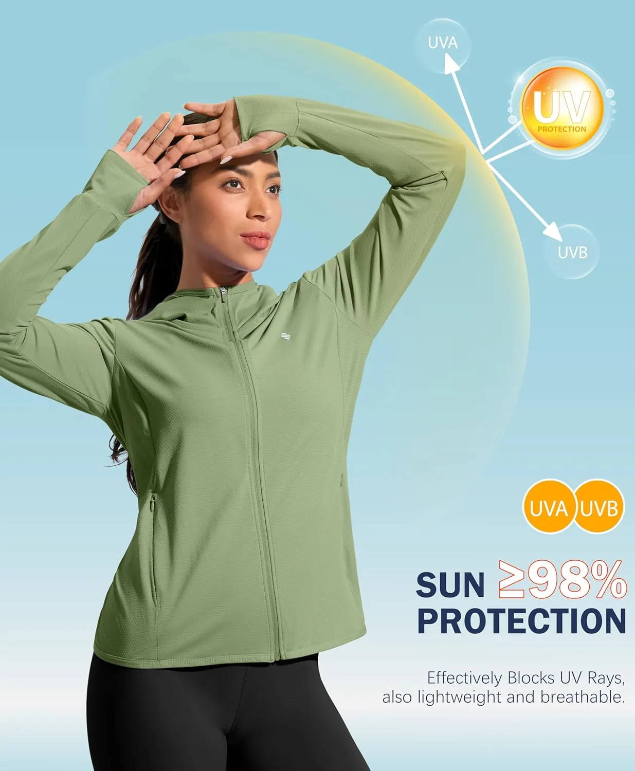Soothfeel Women's UPF 50  Sun Protection Hoodie Jacket Lightweight Long Sleeve Sun Shirt for Women with Pocket Hiking Outdoor