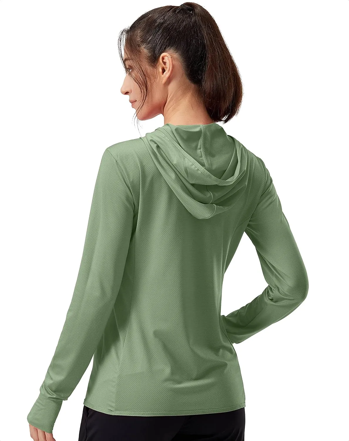 Soothfeel Women's UPF 50  Sun Protection Hoodie Jacket Lightweight Long Sleeve Sun Shirt for Women with Pocket Hiking Outdoor