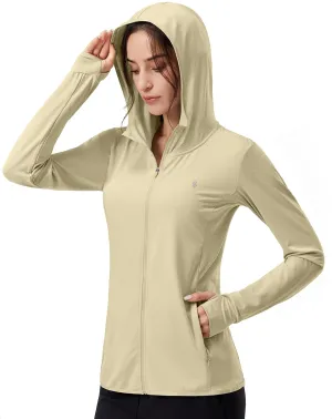 Soothfeel Women's UPF 50  Sun Protection Hoodie Jacket Lightweight Long Sleeve Sun Shirt for Women with Pocket Hiking Outdoor