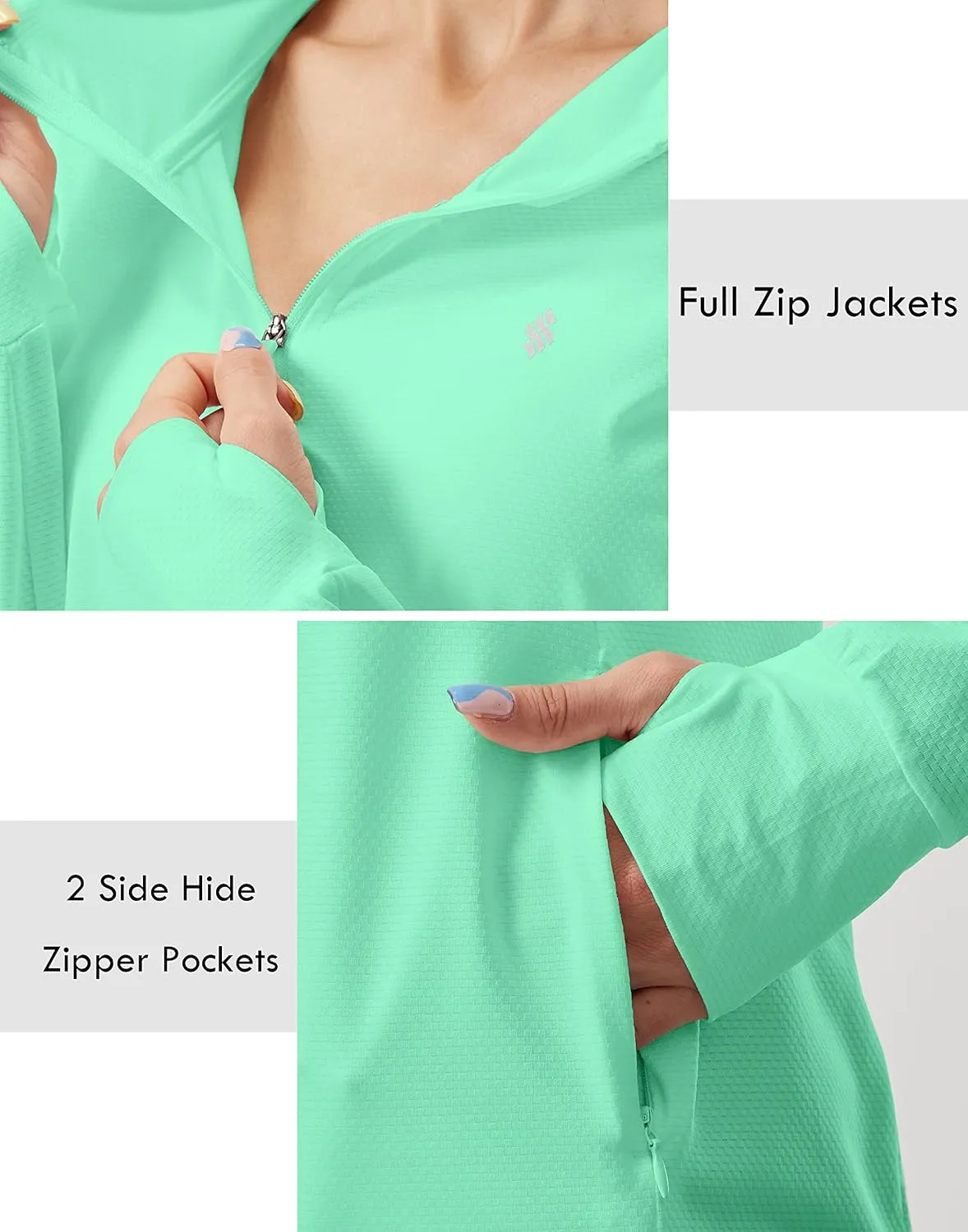 Soothfeel Women's UPF 50  Sun Protection Hoodie Jacket Lightweight Long Sleeve Sun Shirt for Women with Pocket Hiking Outdoor