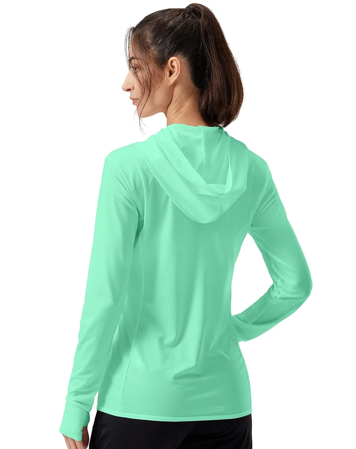 Soothfeel Women's UPF 50  Sun Protection Hoodie Jacket Lightweight Long Sleeve Sun Shirt for Women with Pocket Hiking Outdoor