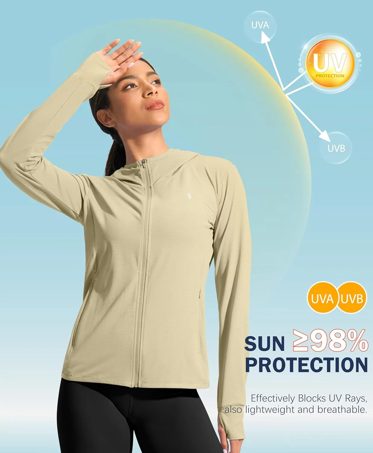 Soothfeel Women's UPF 50  Sun Protection Hoodie Jacket Lightweight Long Sleeve Sun Shirt for Women with Pocket Hiking Outdoor