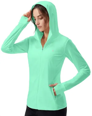 Soothfeel Women's UPF 50  Sun Protection Hoodie Jacket Lightweight Long Sleeve Sun Shirt for Women with Pocket Hiking Outdoor
