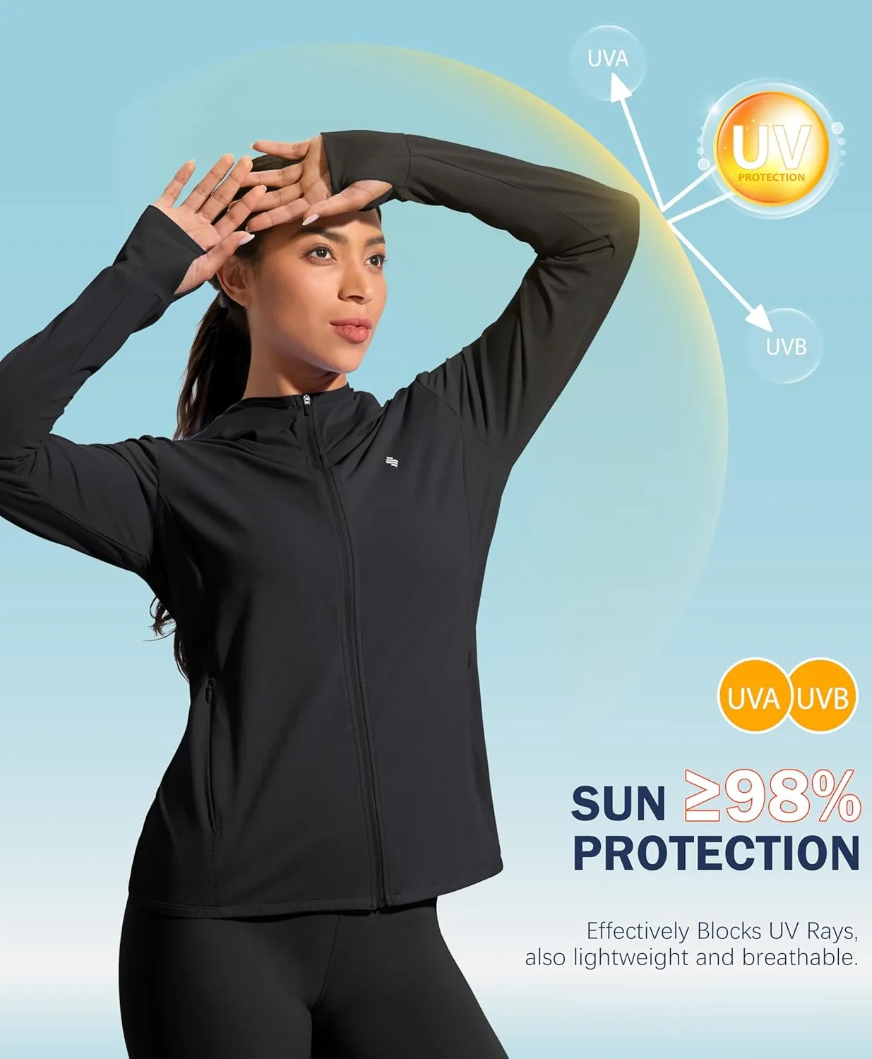 Soothfeel Women's UPF 50  Sun Protection Hoodie Jacket Lightweight Long Sleeve Sun Shirt for Women with Pocket Hiking Outdoor