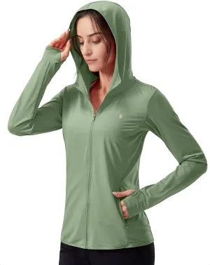 Soothfeel Women's UPF 50  Sun Protection Hoodie Jacket Lightweight Long Sleeve Sun Shirt for Women with Pocket Hiking Outdoor