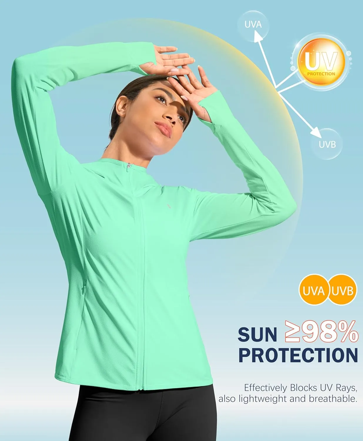Soothfeel Women's UPF 50  Sun Protection Hoodie Jacket Lightweight Long Sleeve Sun Shirt for Women with Pocket Hiking Outdoor