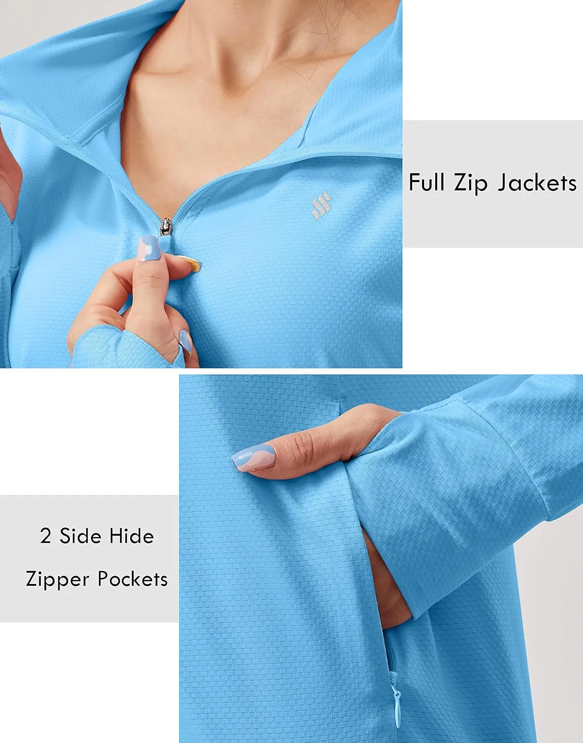 Soothfeel Women's UPF 50  Sun Protection Hoodie Jacket Lightweight Long Sleeve Sun Shirt for Women with Pocket Hiking Outdoor