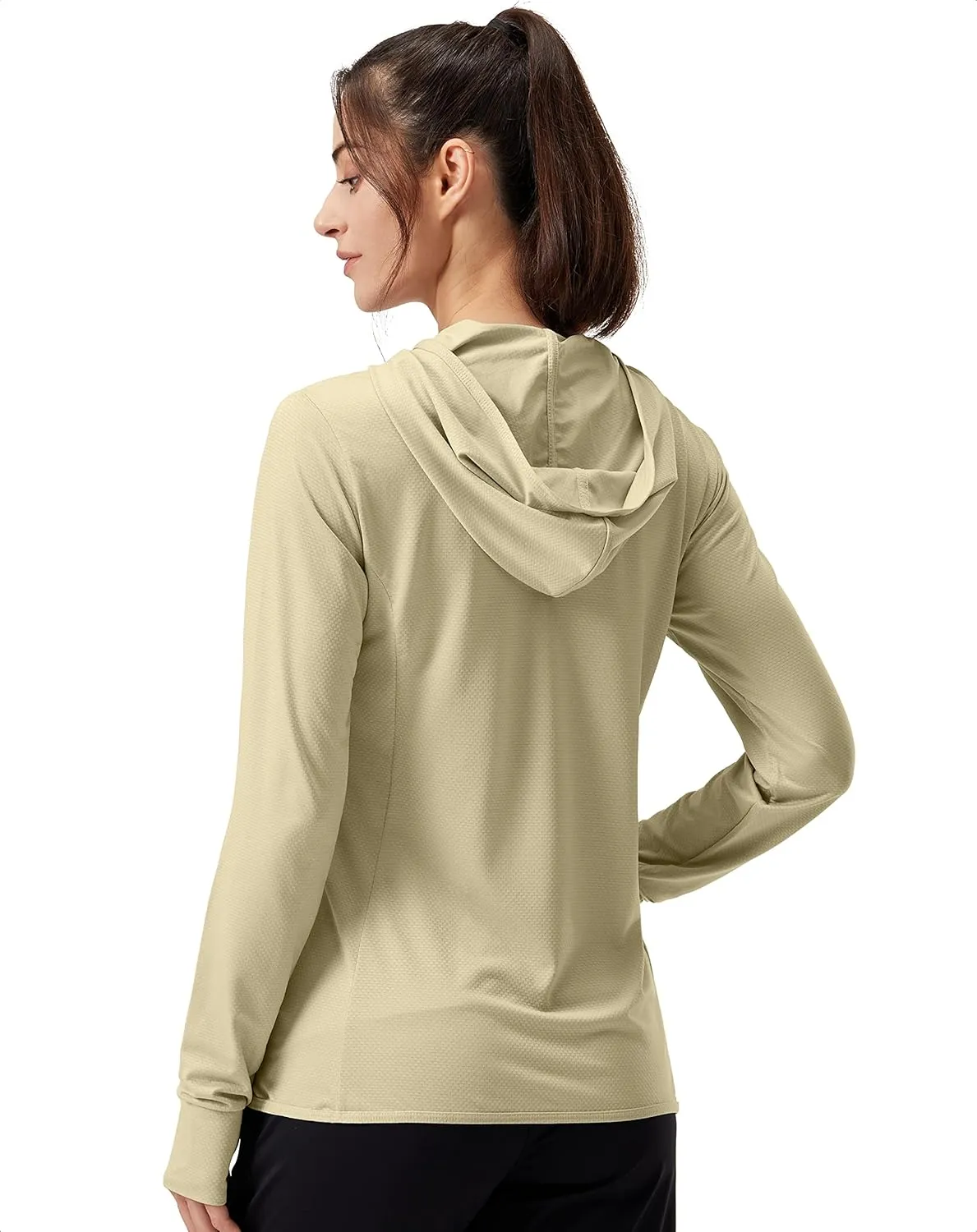 Soothfeel Women's UPF 50  Sun Protection Hoodie Jacket Lightweight Long Sleeve Sun Shirt for Women with Pocket Hiking Outdoor