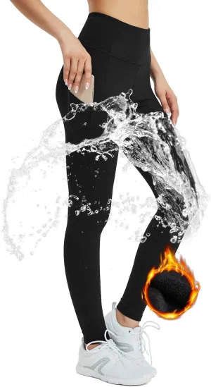 SP3LOPS Fleece Lined Leggings Women,Waterproof Winter Thermal Leggings for Women, Thick Warm Lined Yoga Pant Pockets