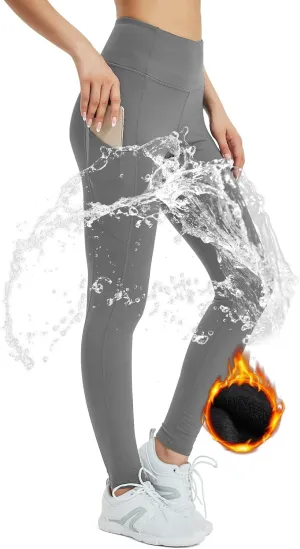 SP3LOPS Fleece Lined Leggings Women,Waterproof Winter Thermal Leggings for Women, Thick Warm Lined Yoga Pant Pockets