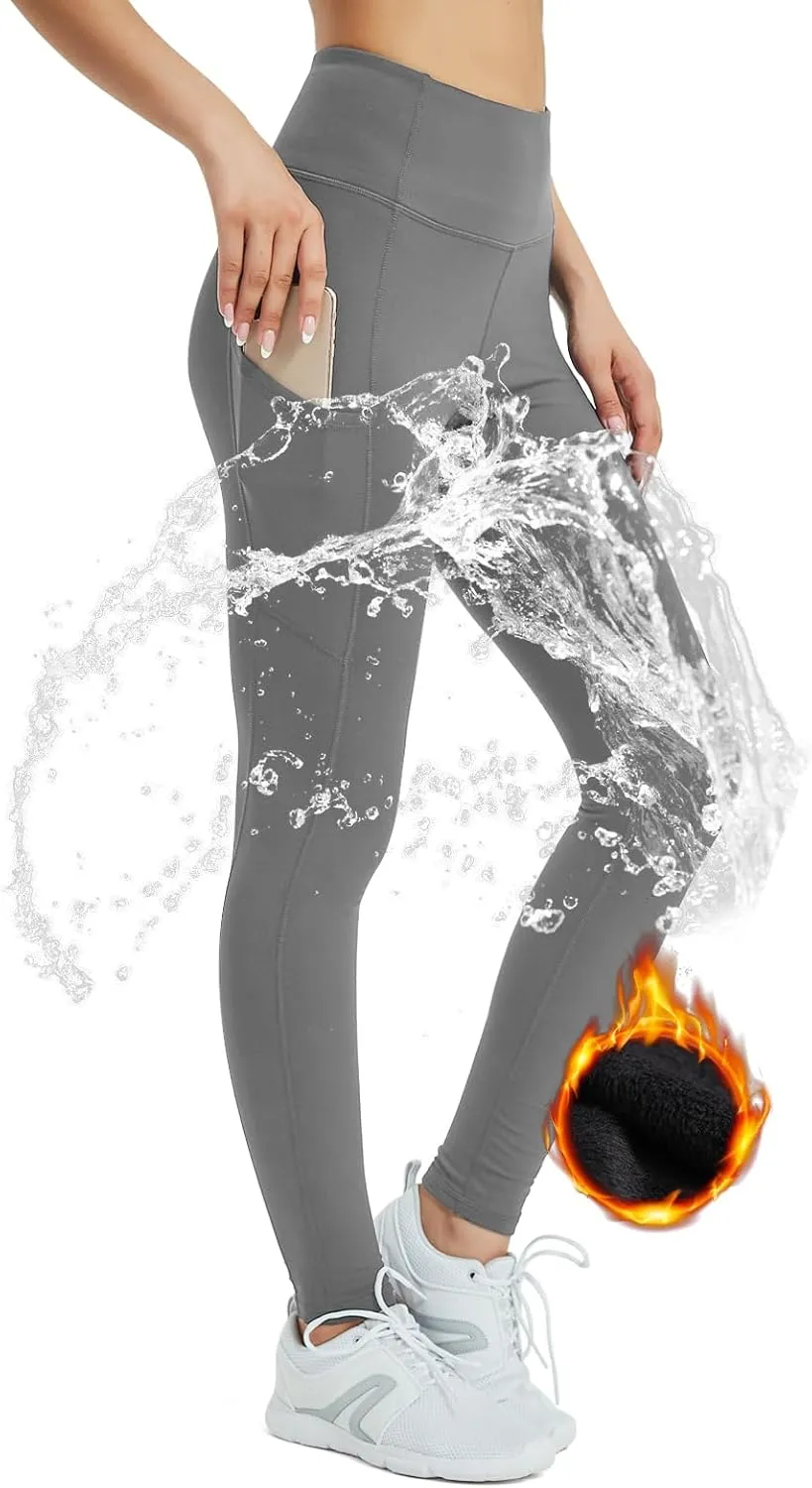 SP3LOPS Fleece Lined Leggings Women,Waterproof Winter Thermal Leggings for Women, Thick Warm Lined Yoga Pant Pockets