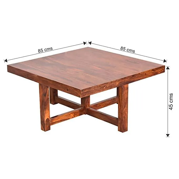 Square Shape Solid Wood Coffee Table with 4 Stools