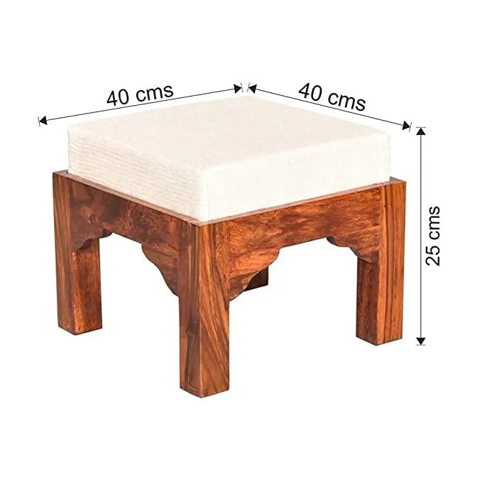 Square Shape Solid Wood Coffee Table with 4 Stools