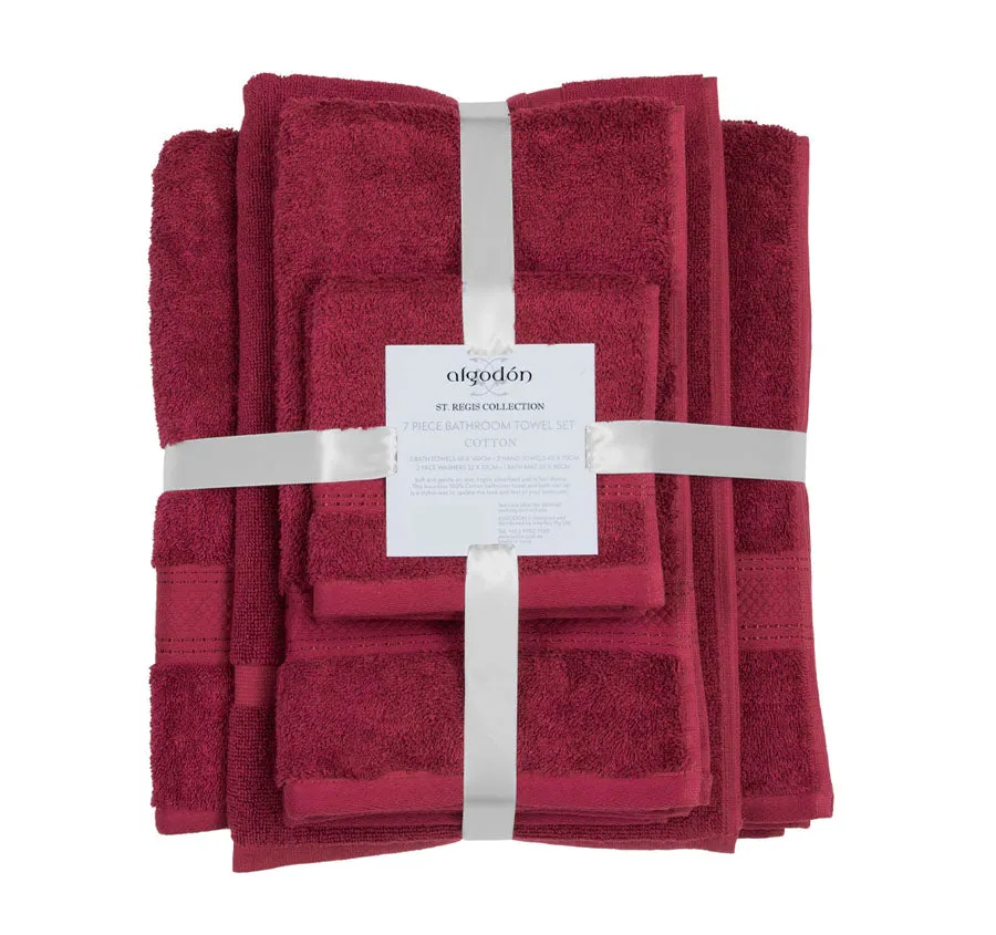 St Regis 7 Piece 600GSM Cotton Towel Set Berry