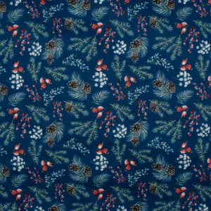 Stay dry digital printed PUL - BABY HUG - Mistletoe leaf - Blue