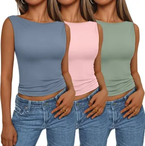 SUNBS 3 Pack Women Tank Tops 2025 Summer Going Out Y2K Sleeveless Cute Clothes Casual Basic Tube Shirts Fashion Beach Outfits