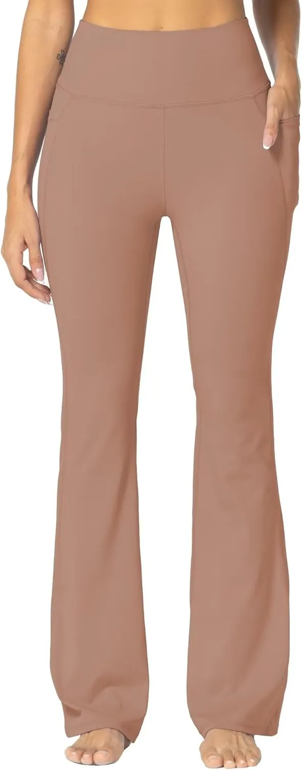 Sunzel Sunzfly Women's Mini Flare Leggings with Pockets High Waisted Tummy Control Yoga Pants Bootcut Workout Gym Casual