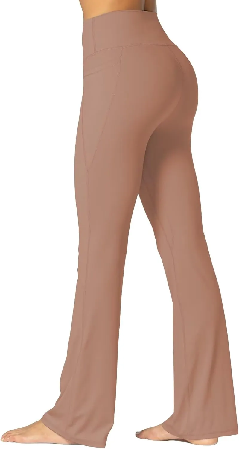 Sunzel Sunzfly Women's Mini Flare Leggings with Pockets High Waisted Tummy Control Yoga Pants Bootcut Workout Gym Casual