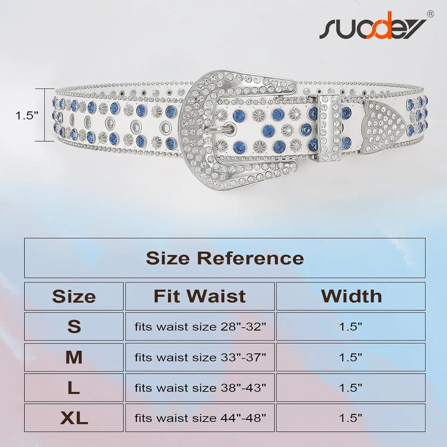 SUOSDEY Rhinestone Belt for Men Women Western Cowboy Cowgirl Bling Studded Leather Belt for Jeans Pants
