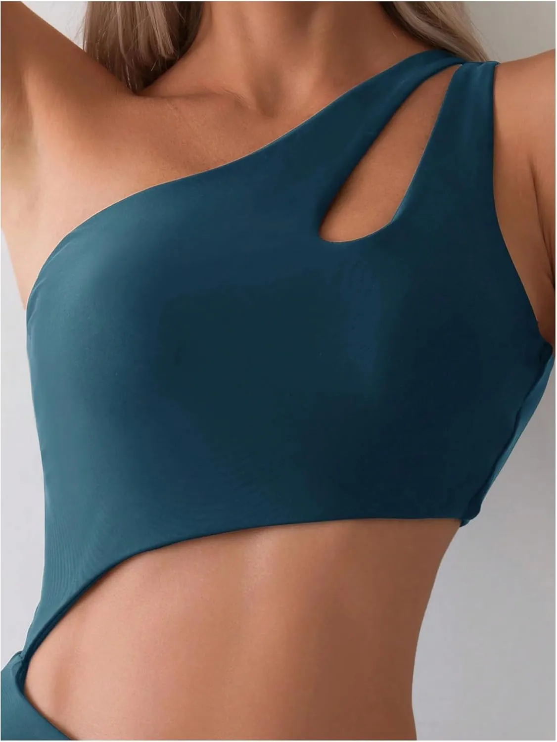 SweatyRocks Women's One Piece Swimsuit Cut Out One Shoulder Asymmetrical Bathing Suit