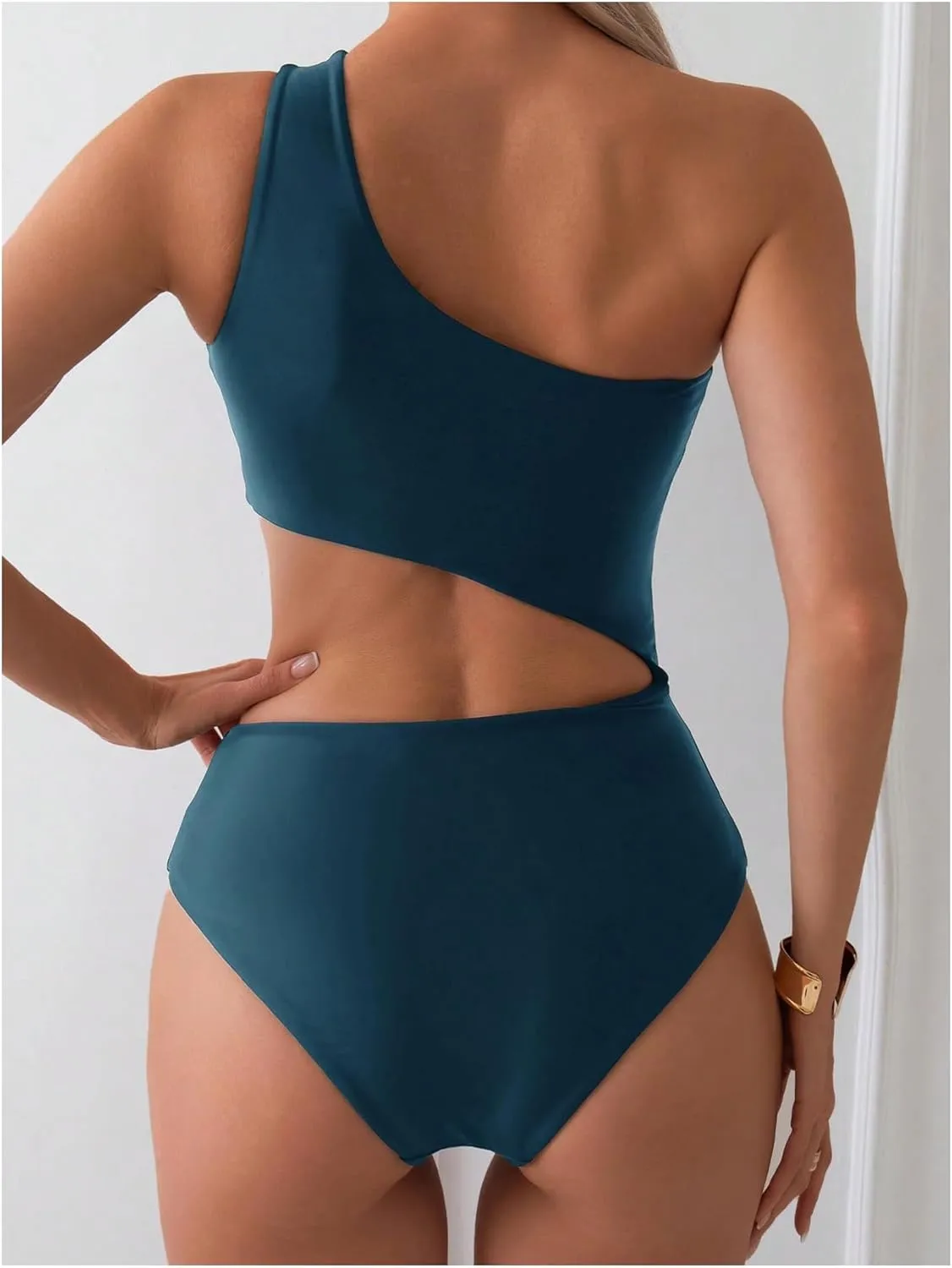 SweatyRocks Women's One Piece Swimsuit Cut Out One Shoulder Asymmetrical Bathing Suit
