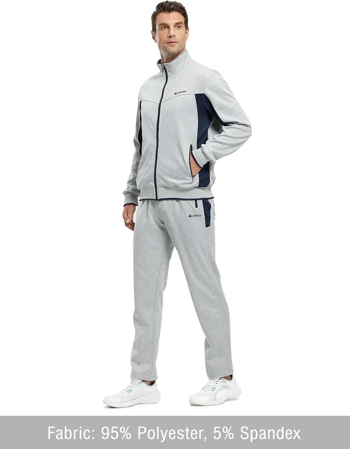 TBMPOY Men's Tracksuits Sweatsuits for Men Sweat Track Suits 2 Piece Casual Athletic Jogging Warm Up Full Zip Sets