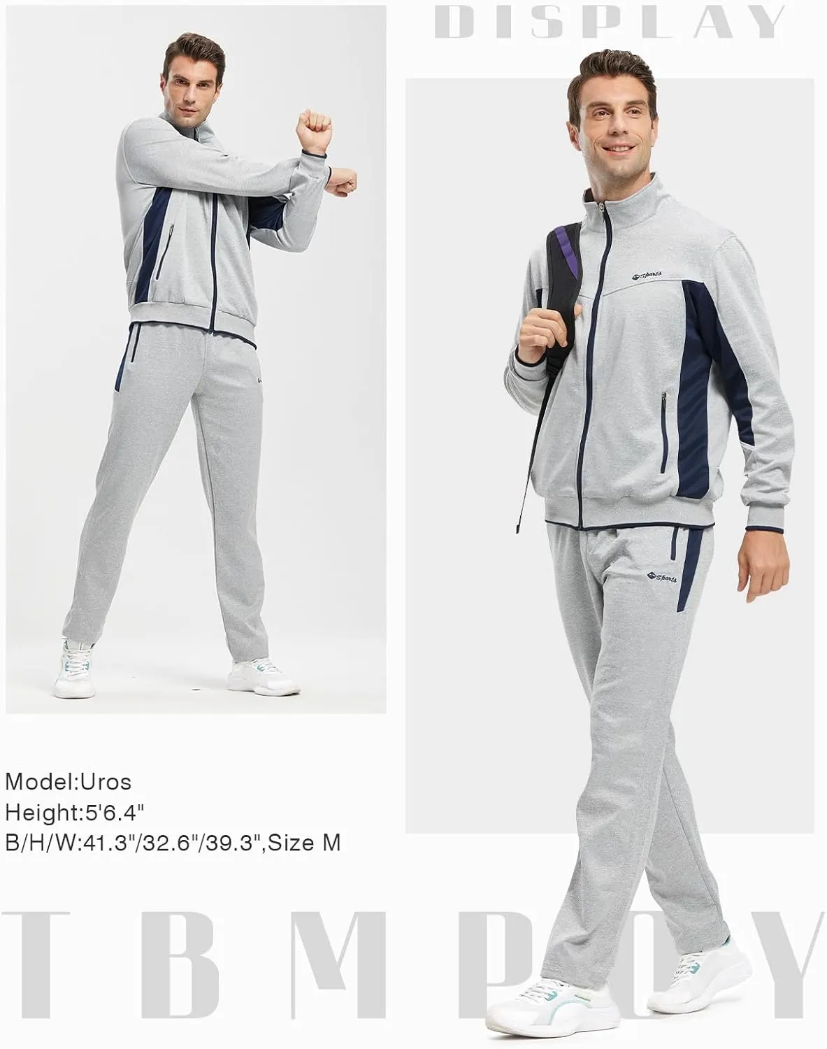 TBMPOY Men's Tracksuits Sweatsuits for Men Sweat Track Suits 2 Piece Casual Athletic Jogging Warm Up Full Zip Sets