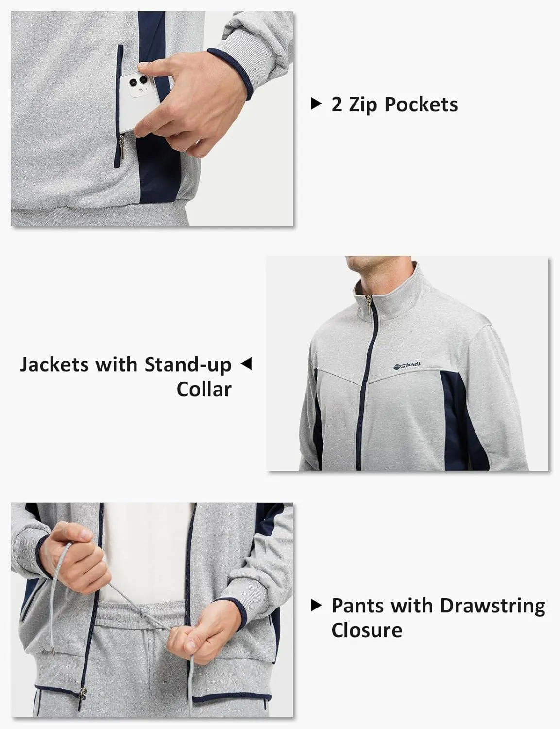 TBMPOY Men's Tracksuits Sweatsuits for Men Sweat Track Suits 2 Piece Casual Athletic Jogging Warm Up Full Zip Sets