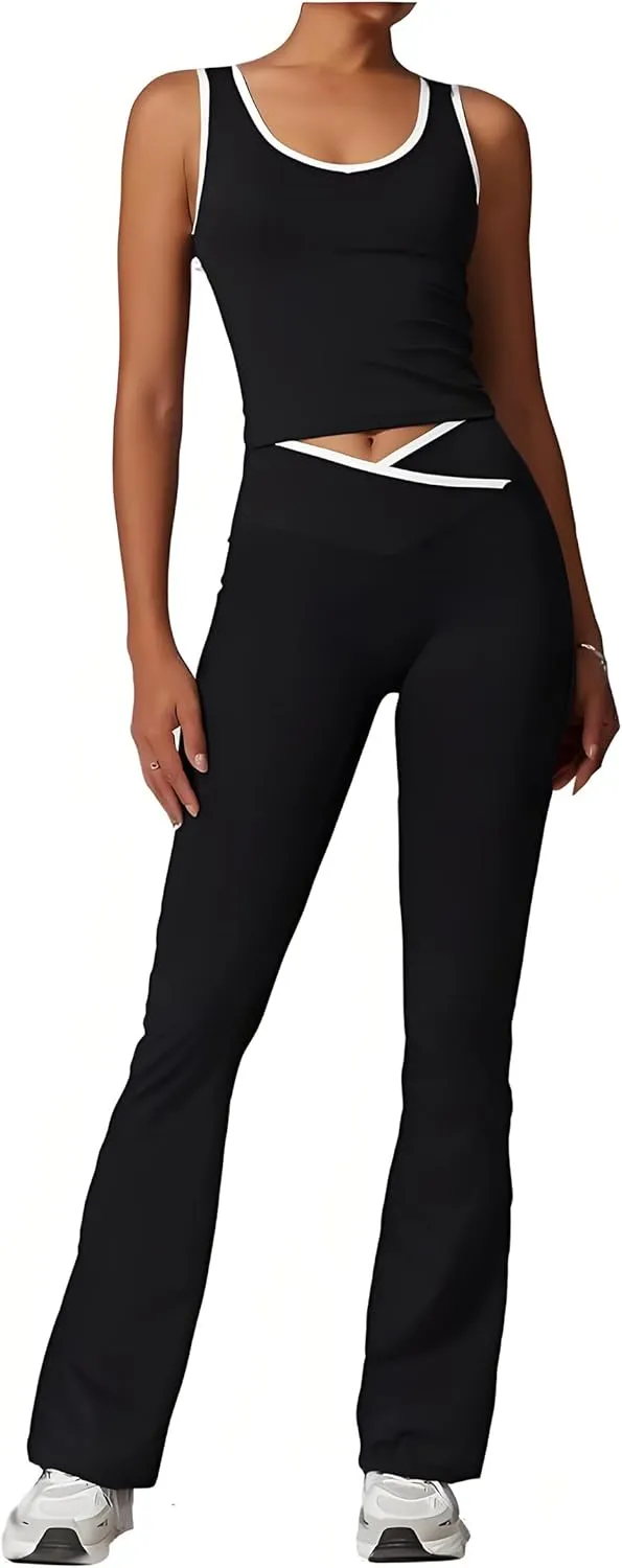 TIFIYA Women's Yoga Set Sports Bra/Tank Top High-Waisted Shorts/Pants 2-Piece Workout Sets for Women