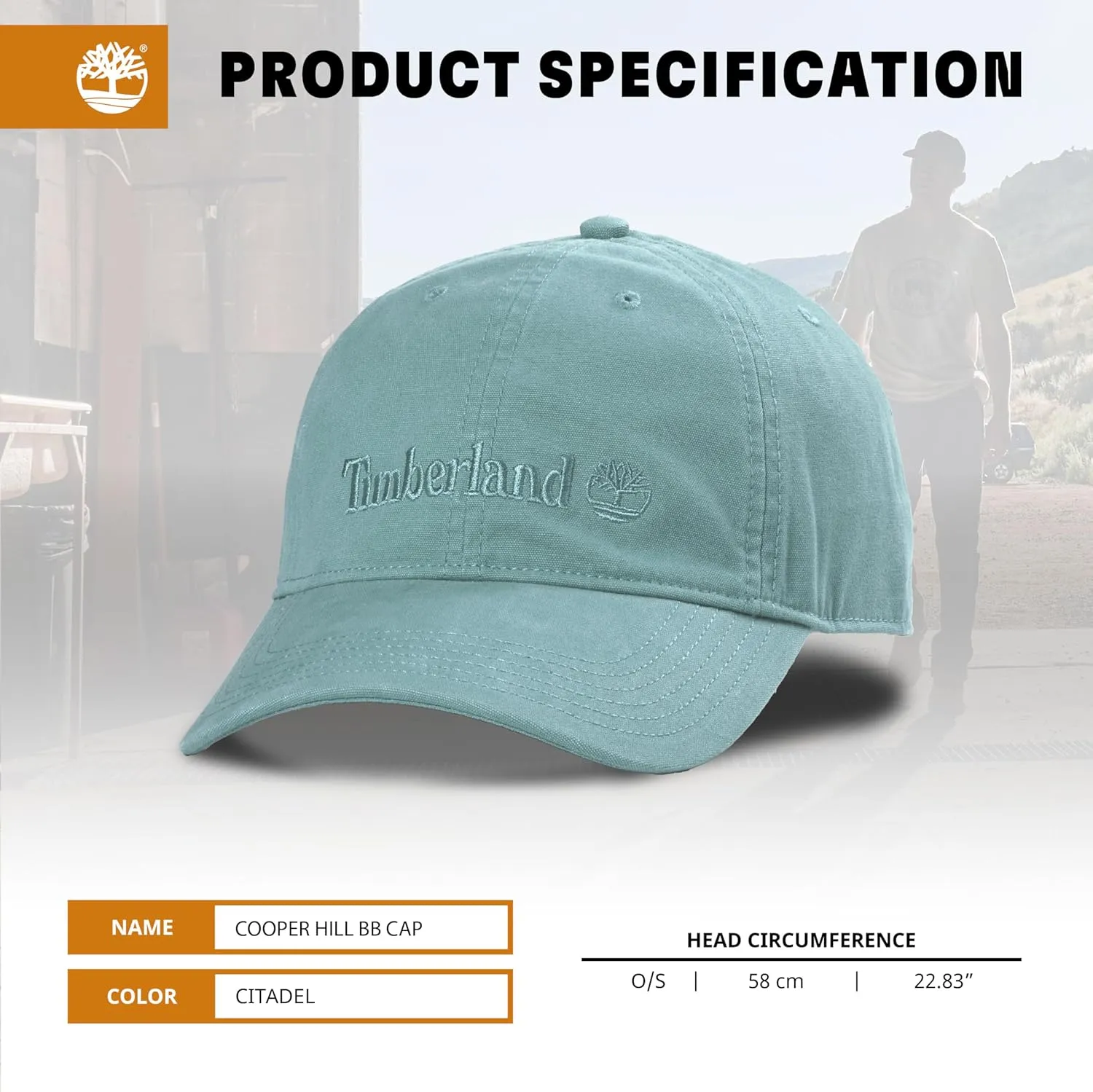 Timberland Cooper Hill Men's Baseball Cap - Cotton Canvas, Adjustable, Lightweight & Stylish Hat for Outdoor Activities