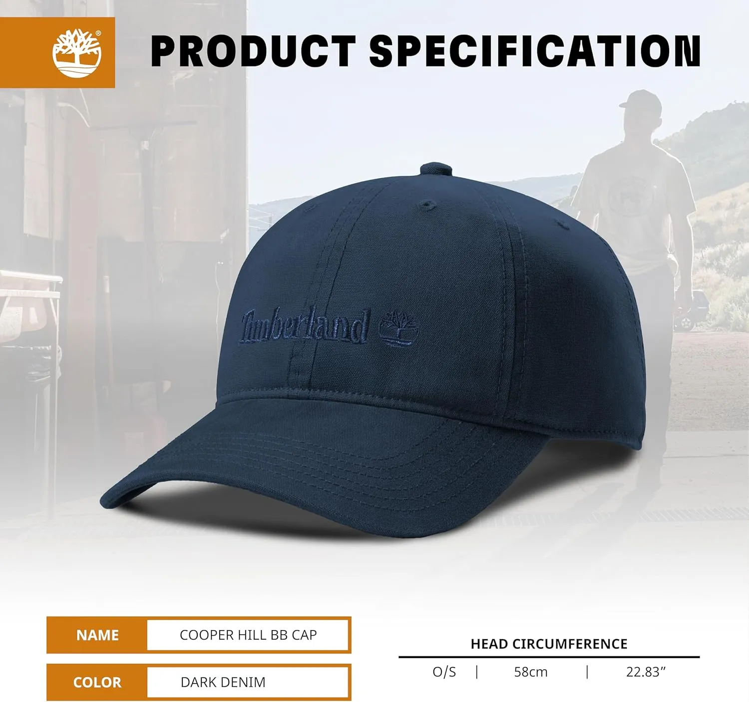 Timberland Cooper Hill Men's Baseball Cap - Cotton Canvas, Adjustable, Lightweight & Stylish Hat for Outdoor Activities