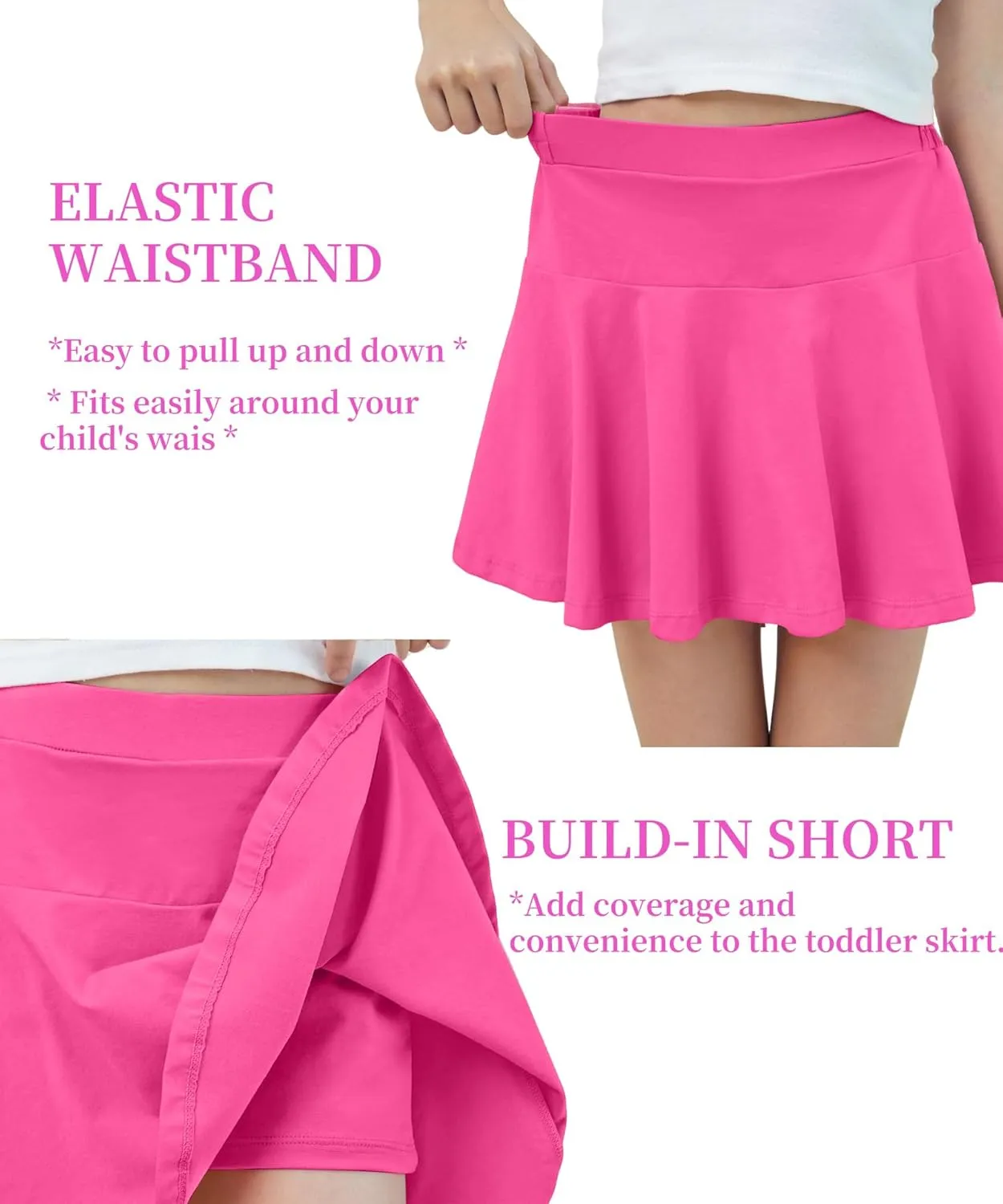 Toddler Skirt Little Girls Athletic Uniform Skorts Golf Outfit Cheer Tennis Skirts with Shorts