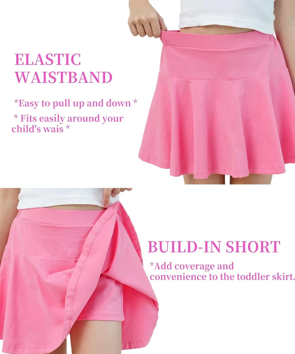 Toddler Skirt Little Girls Athletic Uniform Skorts Golf Outfit Cheer Tennis Skirts with Shorts