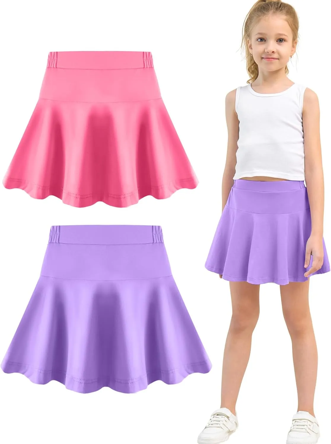 Toddler Skirt Little Girls Athletic Uniform Skorts Golf Outfit Cheer Tennis Skirts with Shorts