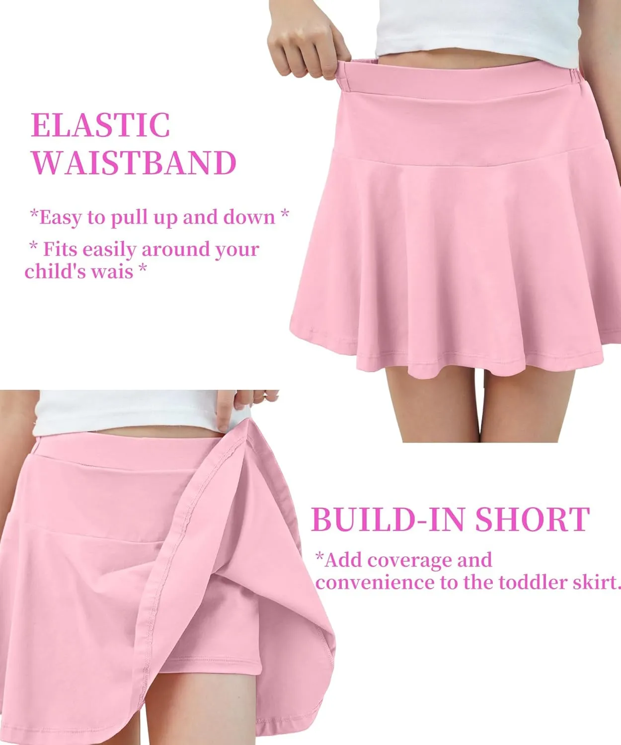 Toddler Skirt Little Girls Athletic Uniform Skorts Golf Outfit Cheer Tennis Skirts with Shorts
