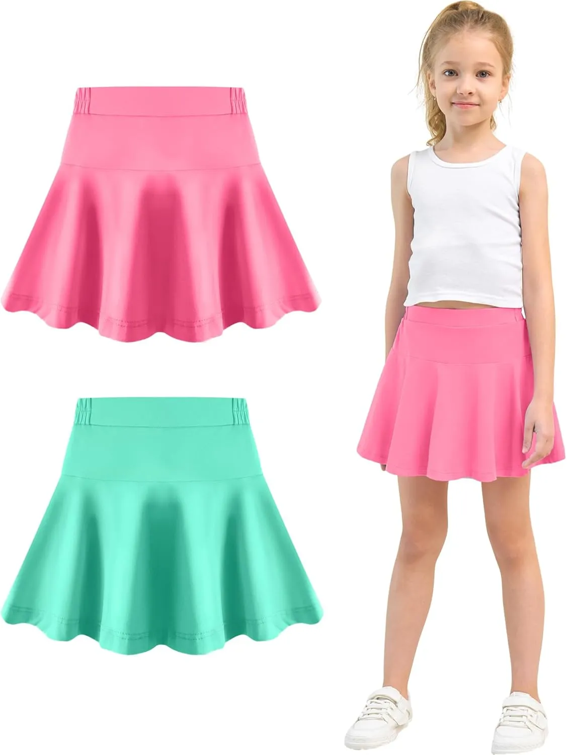 Toddler Skirt Little Girls Athletic Uniform Skorts Golf Outfit Cheer Tennis Skirts with Shorts
